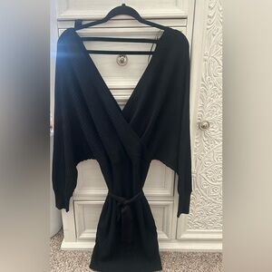 Love Tree Black Ribbed Sweater Dress